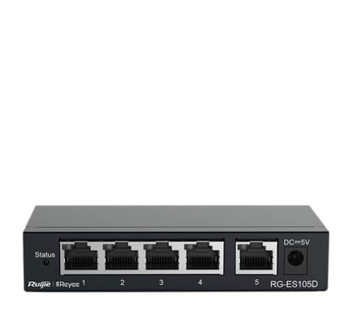 Ruijie Reyee RG ES105GD 5 Port Gigabit Unmanaged Switch 5 Gigabit RJ45 Ports Steel Case