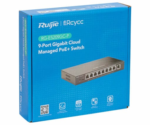 Ruijie Reyee RG ES209GC P 9 Port Managed PoE Switch 8x Gigabit PoE 1x Gigabit Uplink 120W