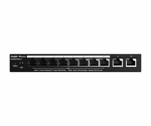 Ruijie Reyee RG ES210GC LP 10 Port Managed PoE Switch 8x Gigabit PoE 2 Gigabit RJ45 Uplink 70W